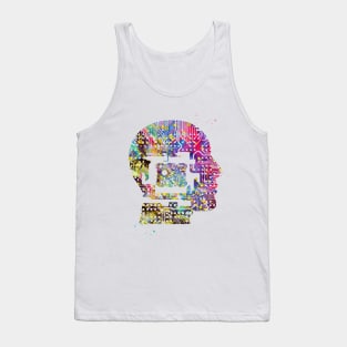 Circuit Man head with chip Tank Top